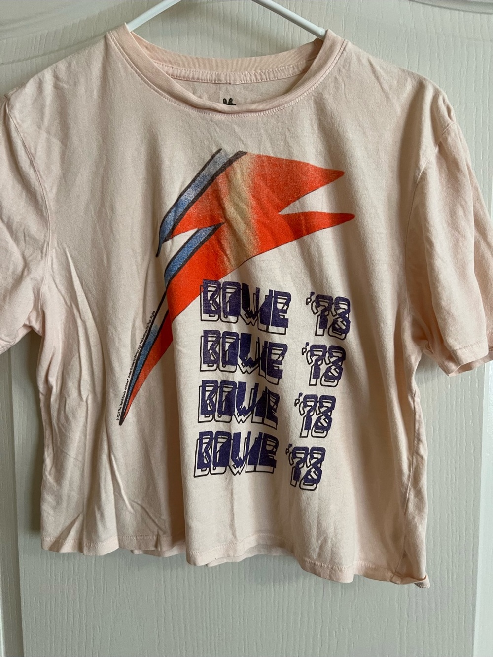 Kids Graphic Tee in Light Peach with Orange & Blue Bolt